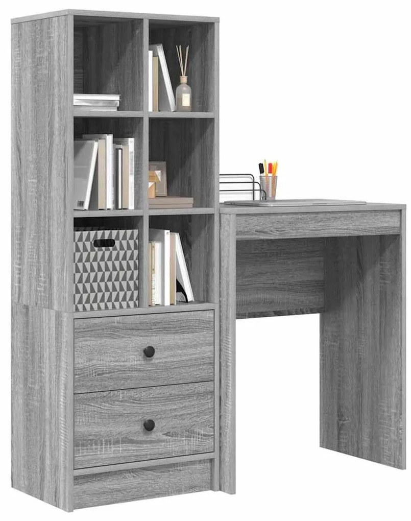 Mesa com Armazenamento Cinza Sonoma Madeira Composta