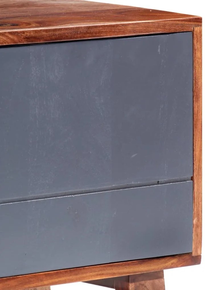 Móvel de TV 140x30x45 cm madeira maciça cinzento