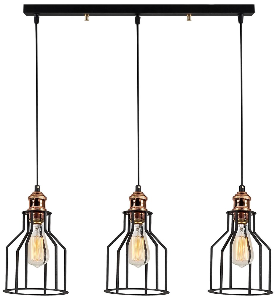 Candeeiro de Teto Alacati – Preto e Bronze – 67 x 17 cm