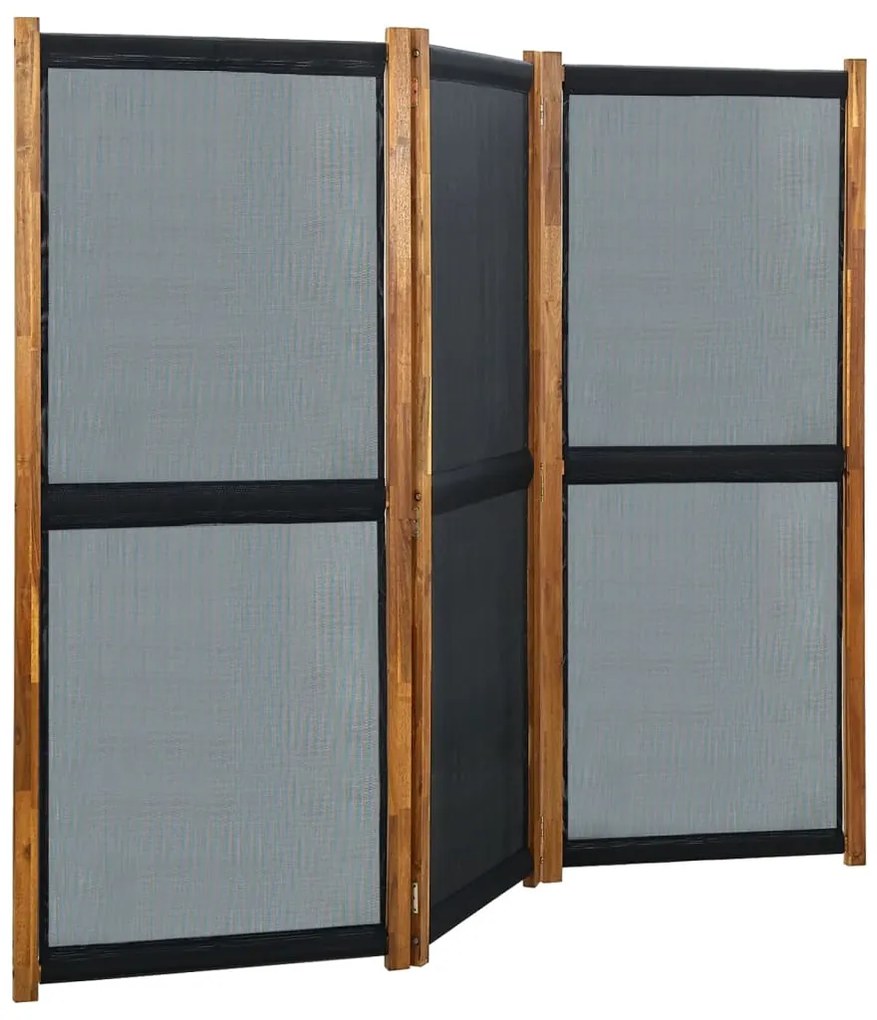 vidaXL Divisória/biombo com 3 painéis 210x170 cm preto