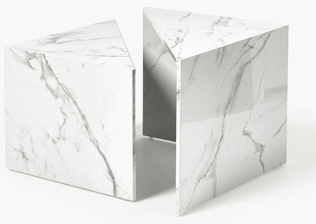 Mesa de centro com aspeto de mármore Vilma, conjunto de 2