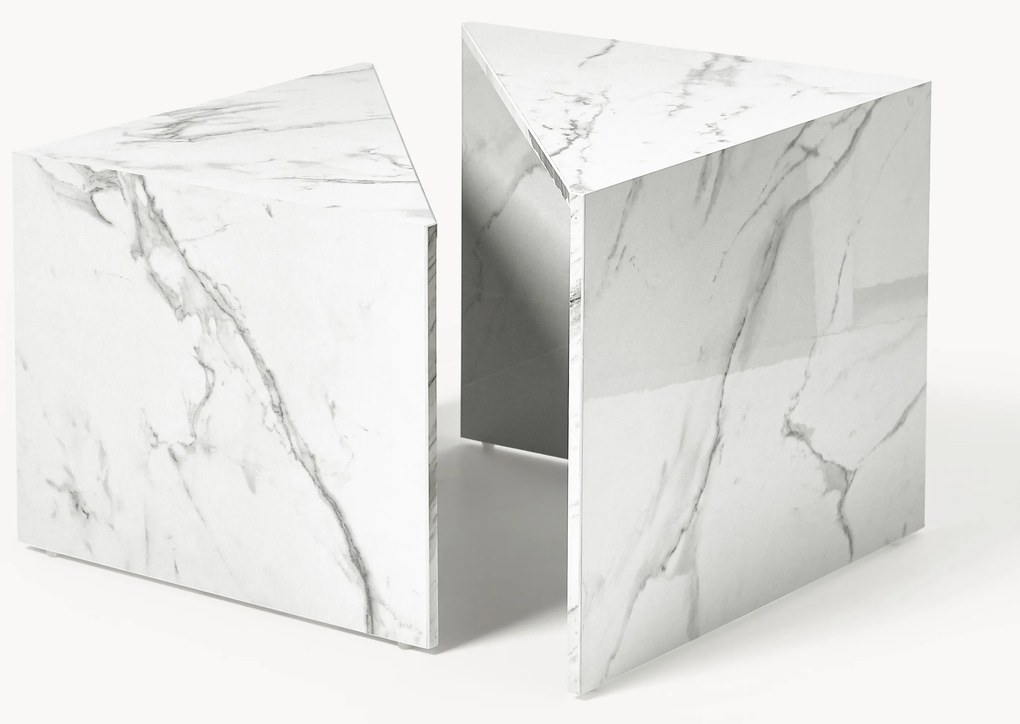 Mesa de centro com aspeto mármore Vilma, conjunto de 2