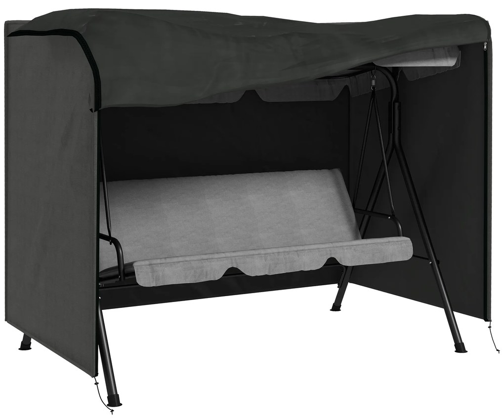 Outsunny Capa para Móveis de Jardim Capa Protetora para Baloiços de Exterior com Fecho de Correr 205x124x164 cm Cinza Escuro