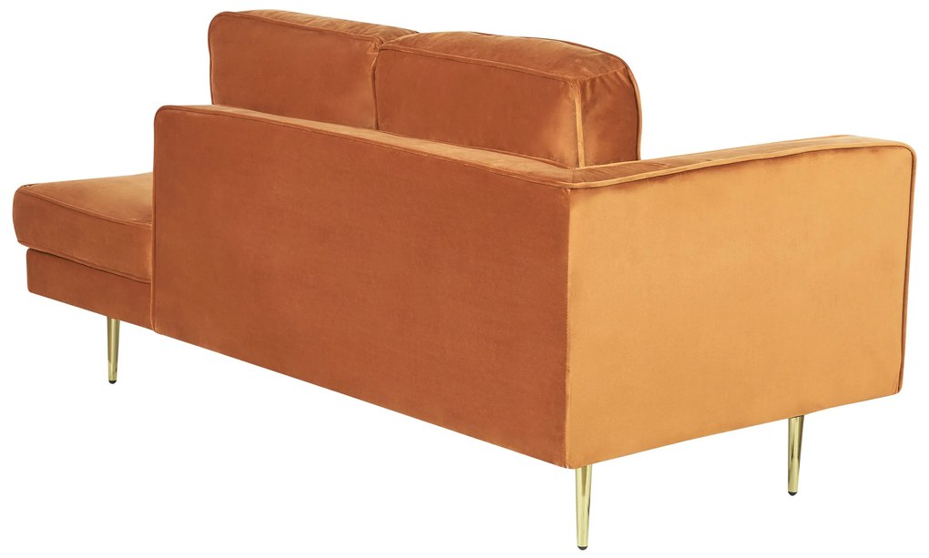 Chaise-longue à esquerda em veludo laranja MIRAMAS Beliani