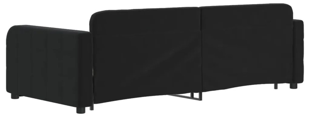 Sofá-cama com gavetão 90x200 cm veludo preto