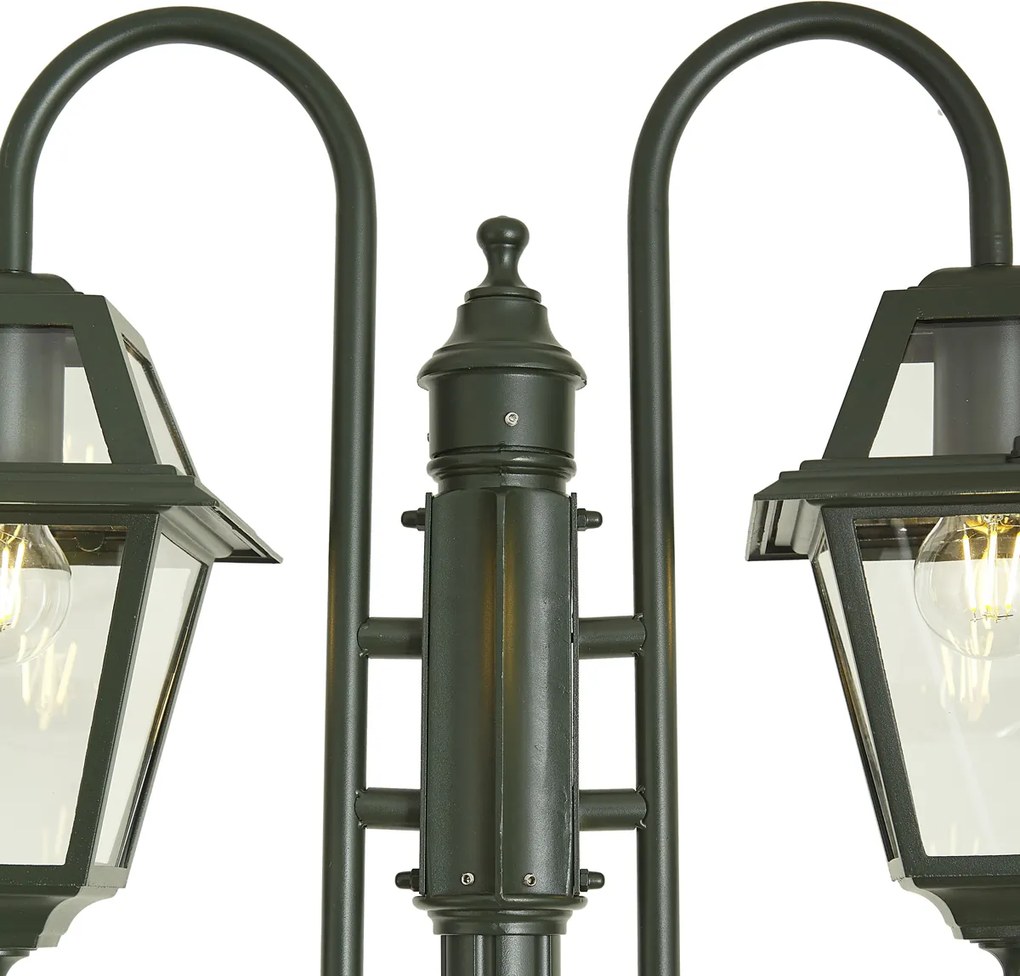 Lanterna de exterior clássica verde escura 235cm 2-luzes IP44 - Berta