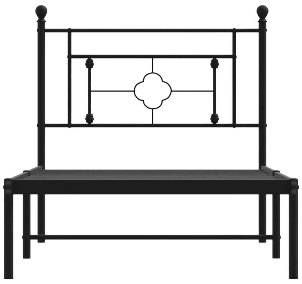 Estrutura de cama com cabeceira 90x200 cm metal preto