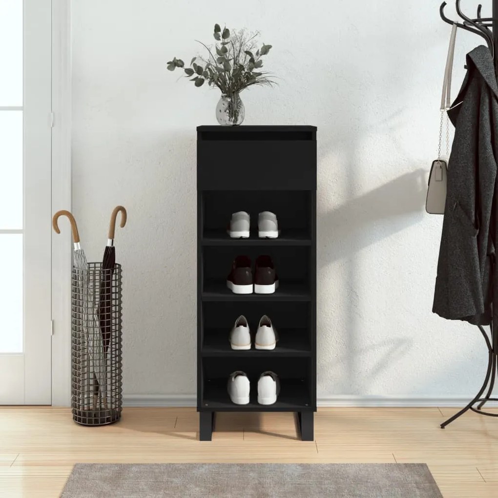 vidaXL Sapateira 40x36x105 cm derivados de madeira preto