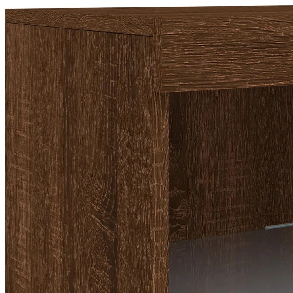 Aparador com luzes LED 41x37x100 cm carvalho castanho