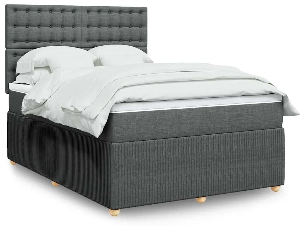 Cama com molas/colchão 140x200 cm tecido cinzento-escuro