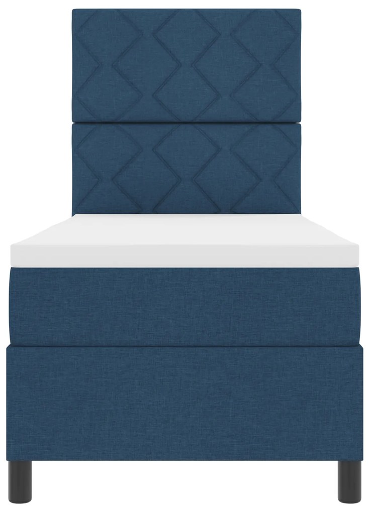 Cama Box Spring com Colchão Azul 80x200 cm Tecido