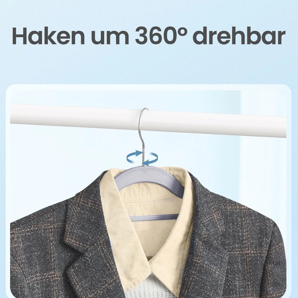 Conjunto de 30 cabides Prateado + Cinza claro + Cinza escuro