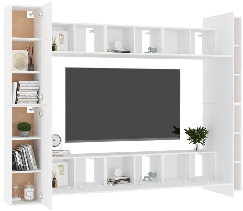 10 pcs conjunto de móveis de TV derivados de madeira branco