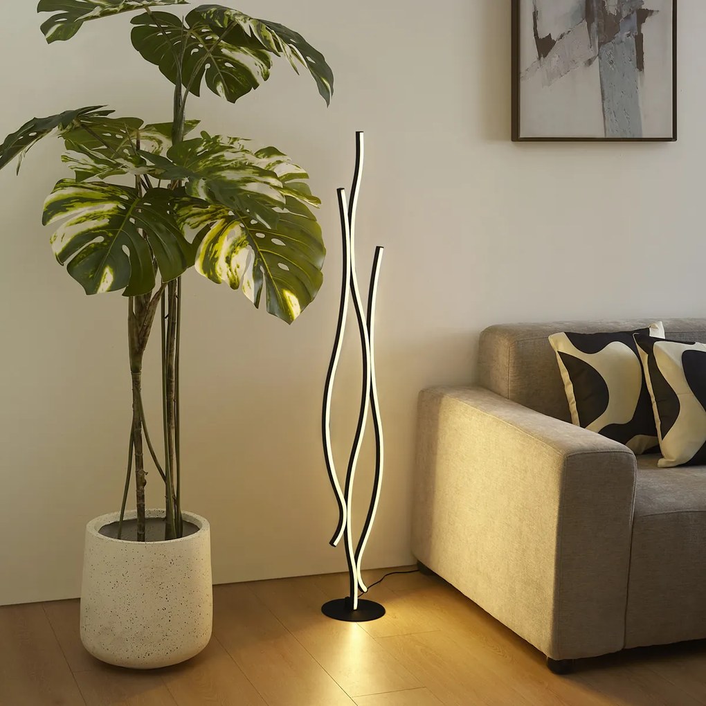 Candeeiro de pé de design preto incluindo LED regulável - Ying