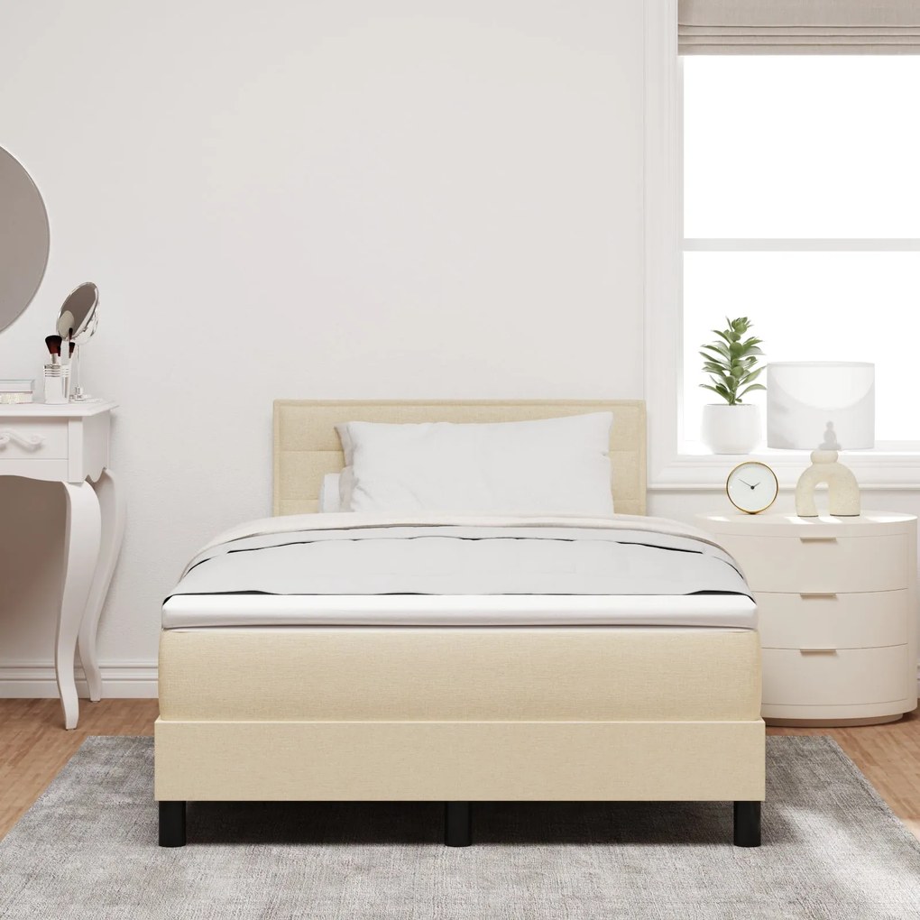 Cama Box Spring com Colchão Creme 120x200 cm Tecido