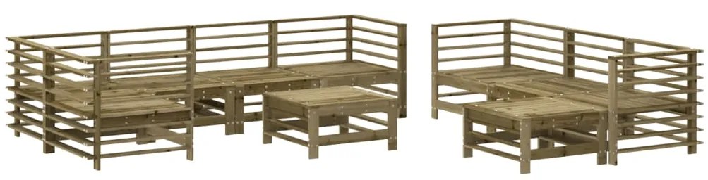 10 pcs conjunto lounge de jardim c/ almofadões pinho impregnado