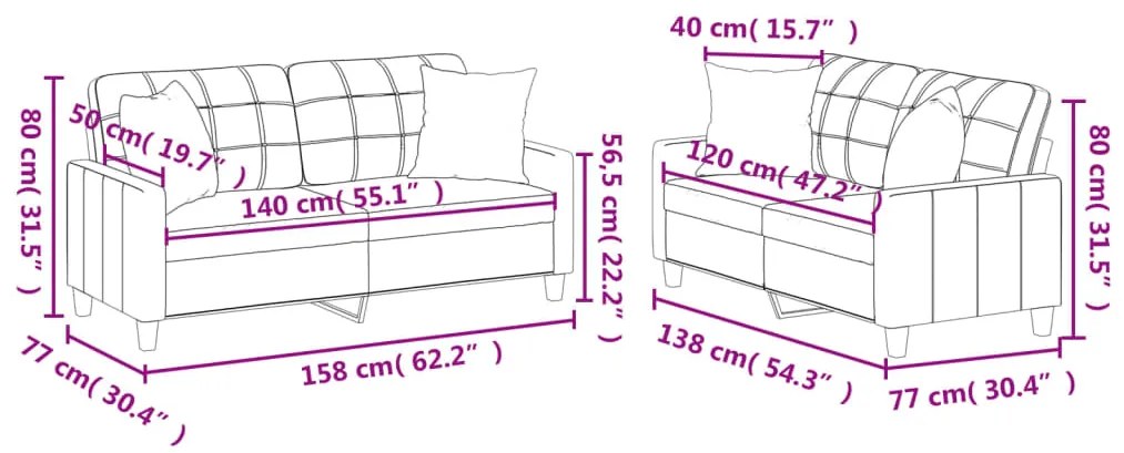 2 pcs conjunto sofás c/ almofadas couro artif. vermelho tinto