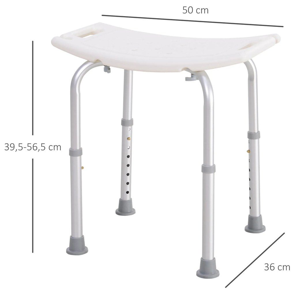HOMCOM Banco de Duche Banco de Segurança para Duche com Altura Ajustáv