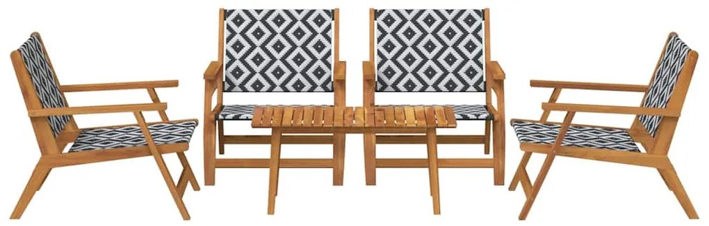 Conjunto de Cadeiras de Jardim com Mesa - 5 Peças, Preto e Branco, Mad