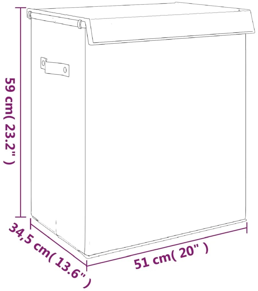 Cesto roupa suja dobrável 51x34,5x59cm linho falso/tecido cinza