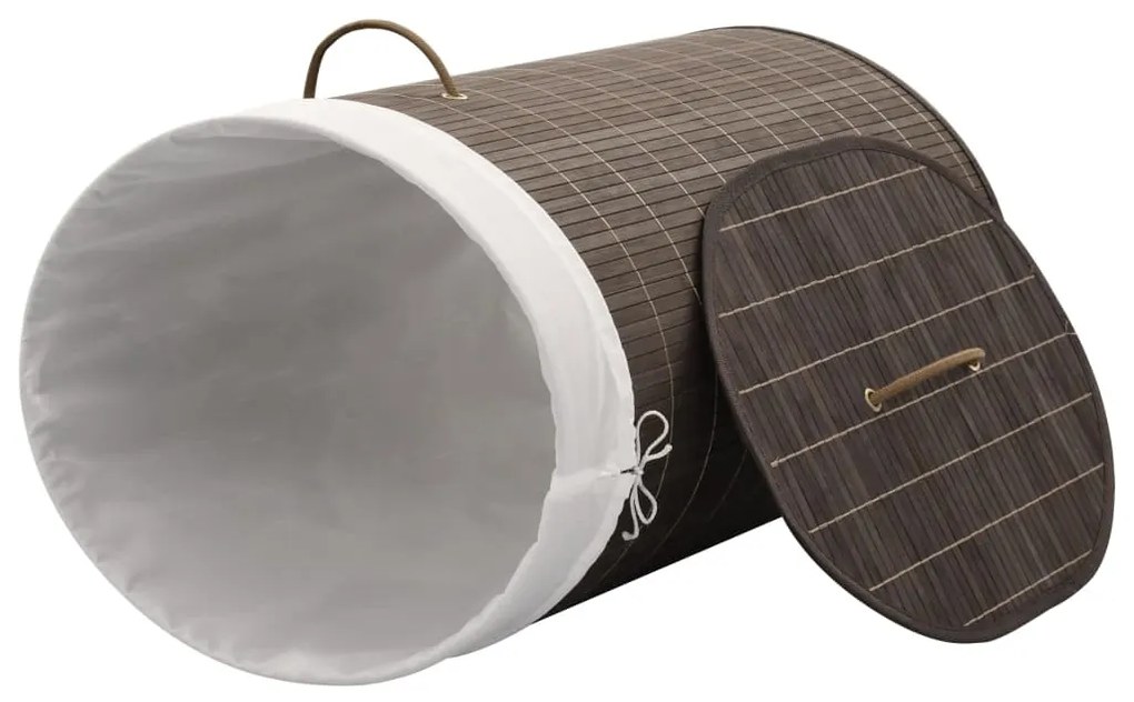 Cesto oval para roupa suja bambu castanho escuro
