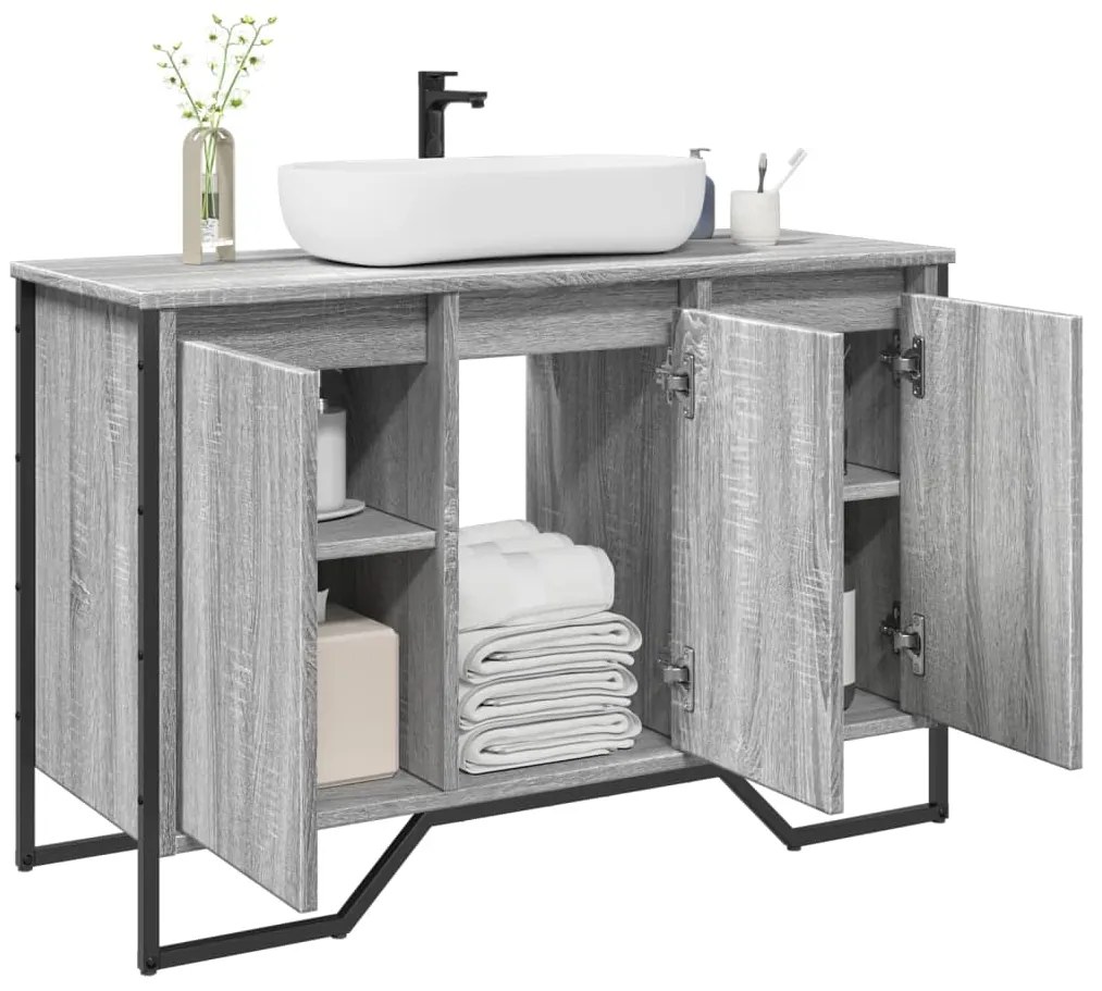 vidaXL Móvel p/ lavatório 91x35x60cm derivados madeira cinzento sonoma
