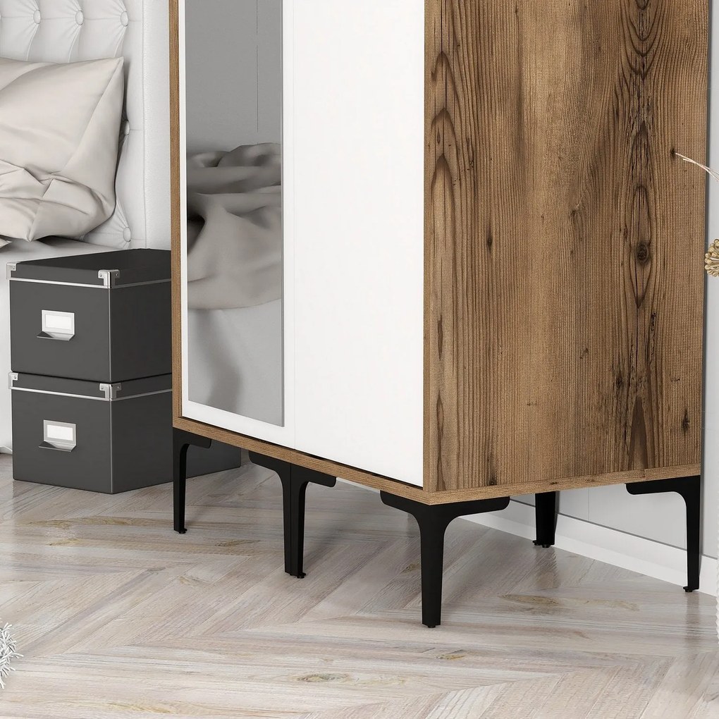Guarda-Roupa Kumsal RS – Nogueira e Branco – 80x47,5x201,4 cm