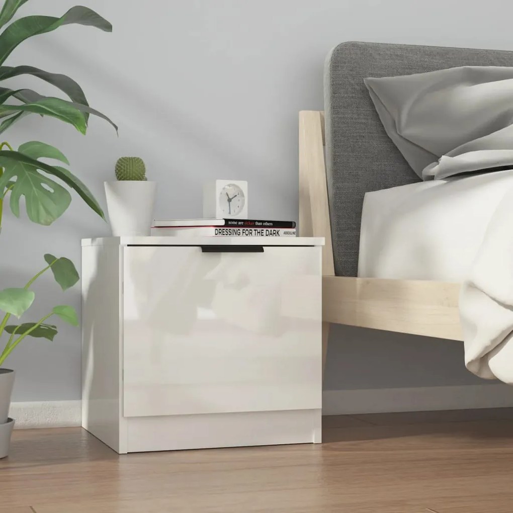 vidaXL Mesa de cabeceira 40x39x40 cm branco brilhante