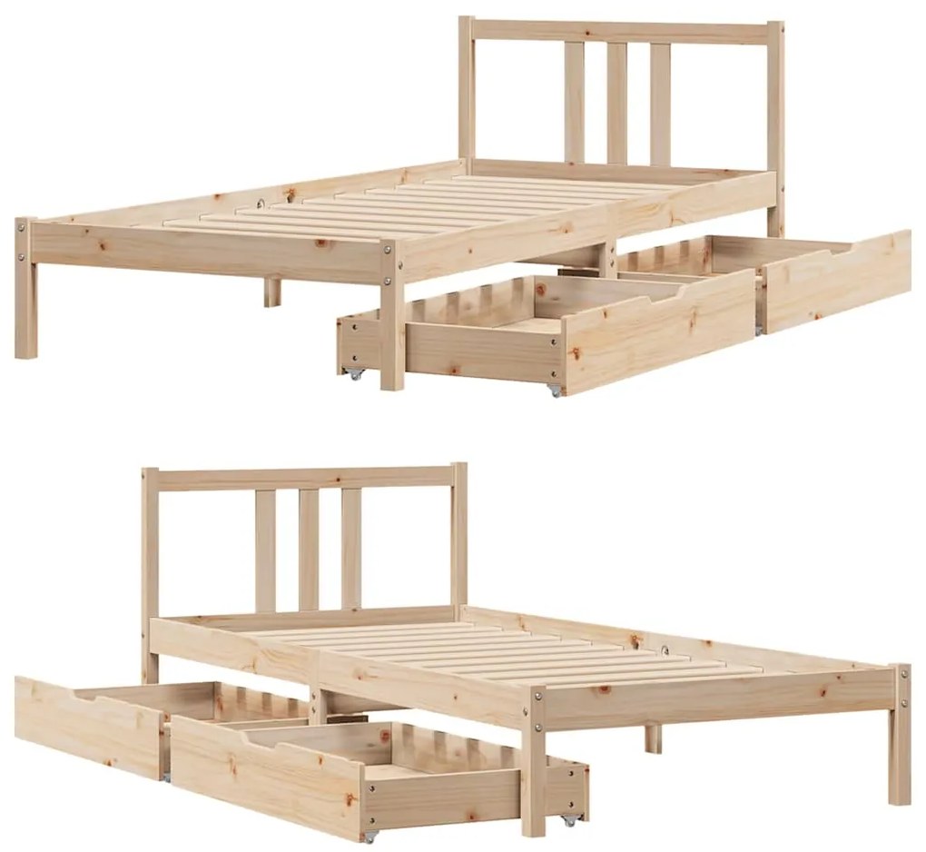 Cama sem colchão 90x190 cm madeira de pinho maciça