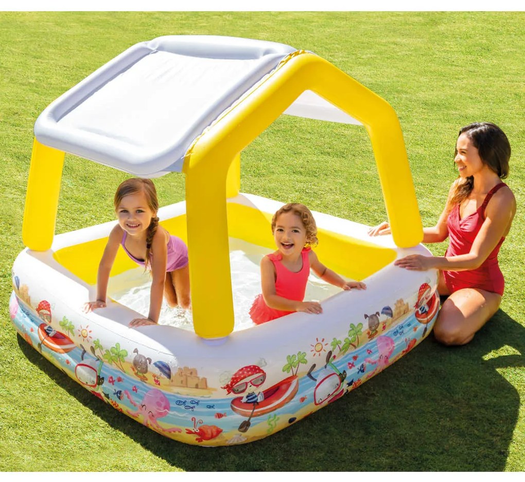 92533 INTEX Piscina com para-sol insuflável 157x157x122 cm