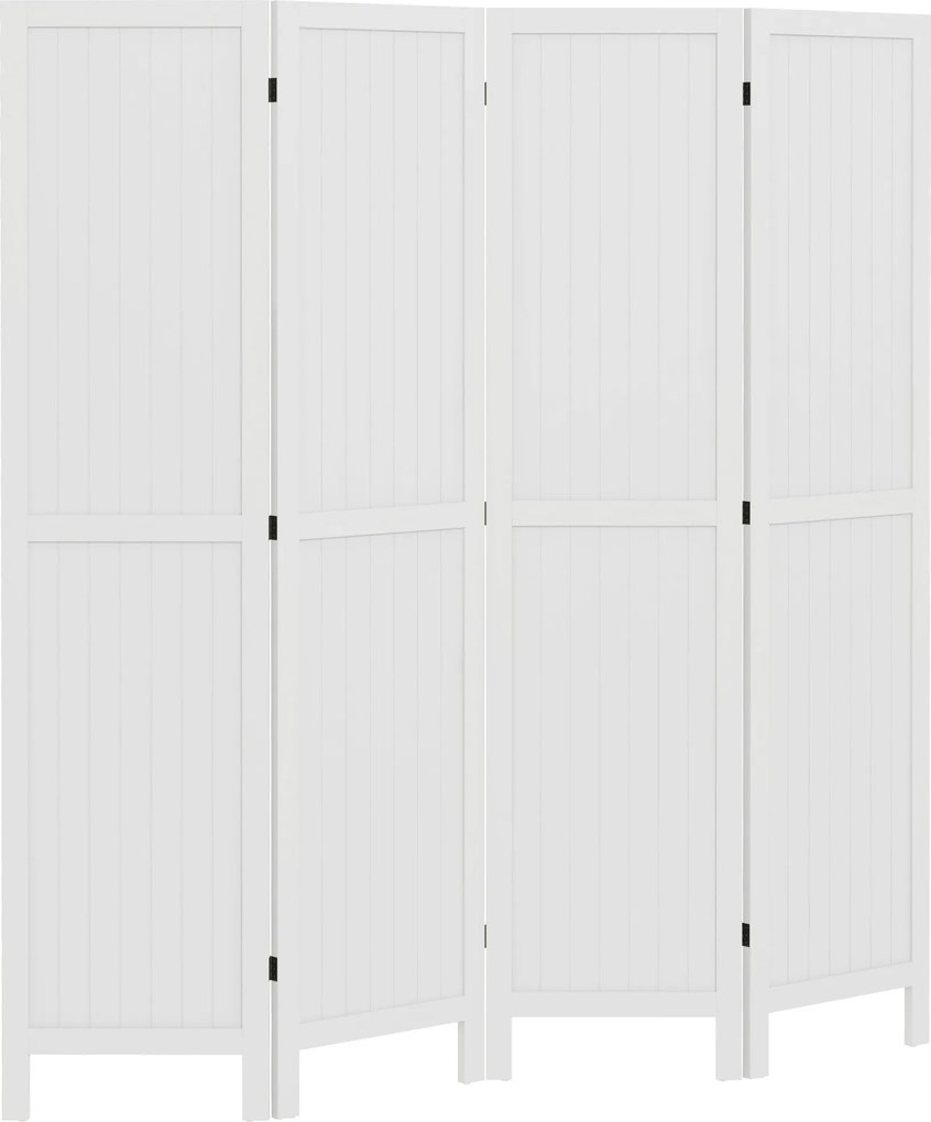 Biombo de madeira para divisão de espaços 160 x 170 cm, divisória interior dobrável, 4 painéis de madeira, branco