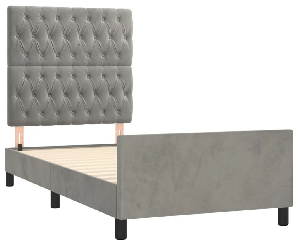Estrutura de cama sem colchão 100x200 cm veludo cinzento-claro