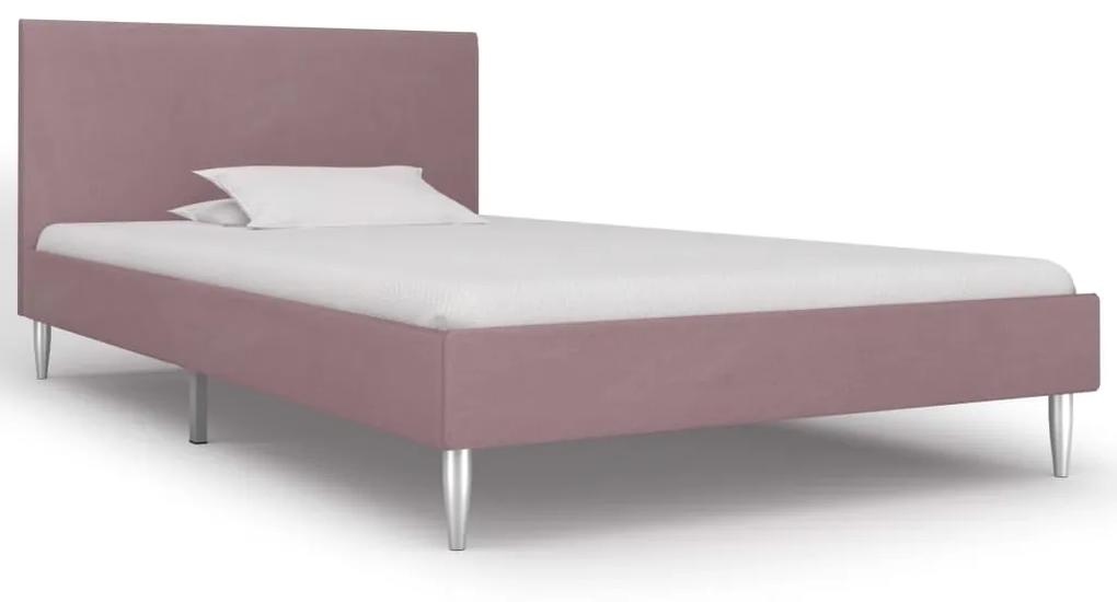 280956 vidaXL Estrutura de cama 90x200 cm tecido cor-de-rosa