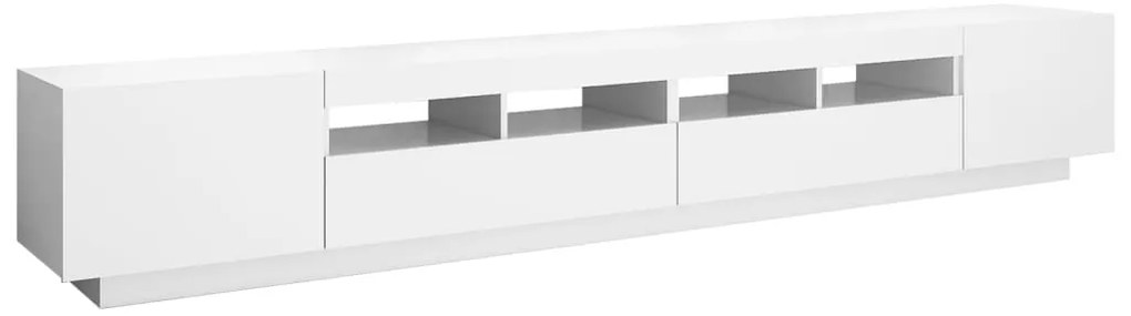 Móvel de TV com luzes LED 260x35x40 cm branco