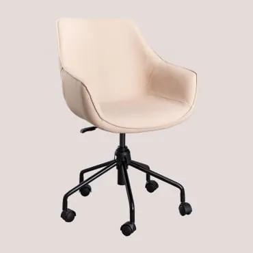 Cadeira de escritório em couro sintético Lucy Beige Creme - Sklum