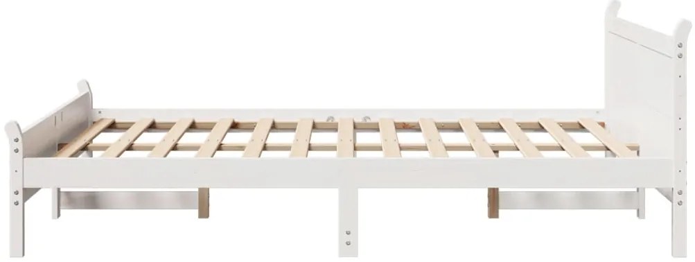 Cama sem colchão 140x190 cm madeira de pinho maciça branco