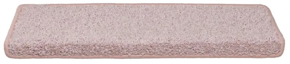 Tapete/carpete p/ degraus 15 pcs 65x21x4cm branco e cor-de-rosa