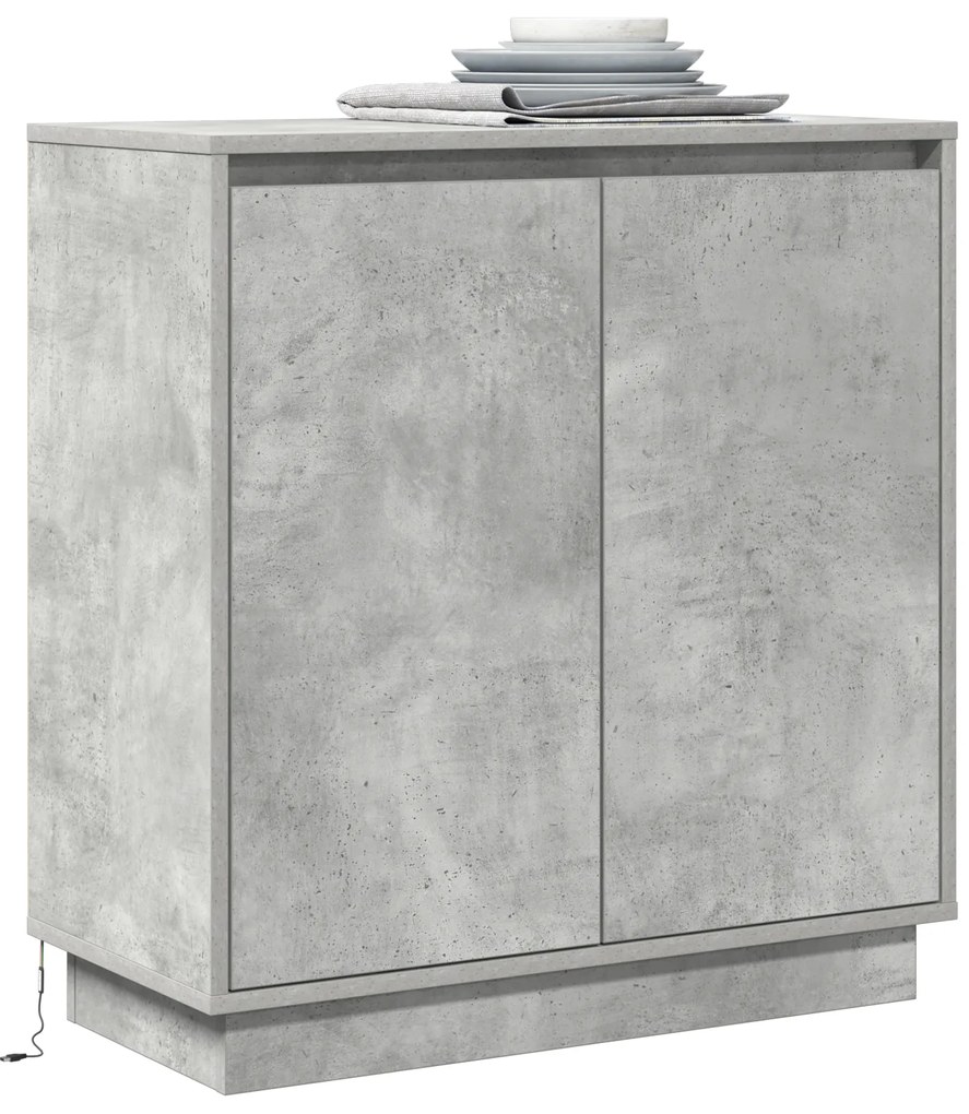 Buffet vidaXL com LED Cinza Concreto 71x34,5x75 cm de madeira engenhei