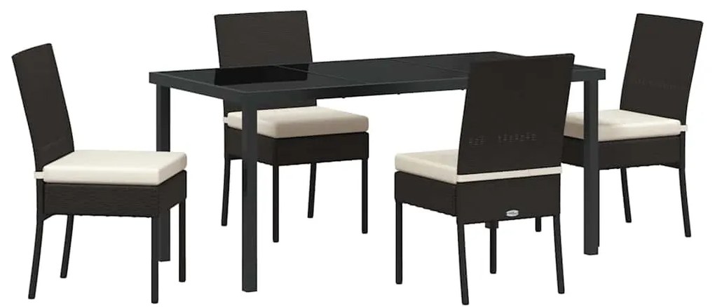 Conjunto de Jantar para Jardim com 5 Peças em Rattan Sintético Preto.