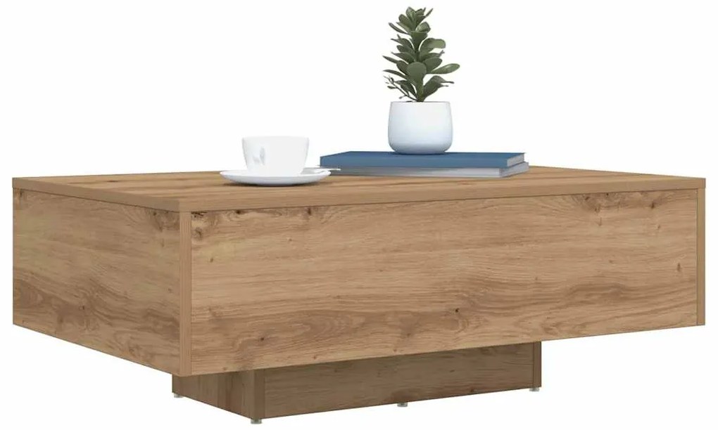 Mesa de centro vidaXL com luzes LED Carvalho Artesanal 85x55x31 cm