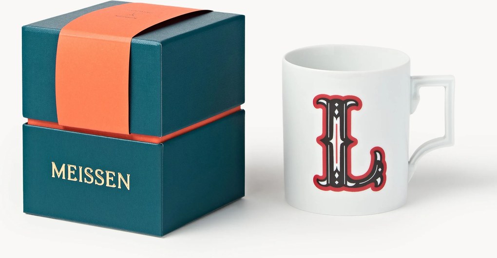Westwing x MEISSEN, Caneca artesanal com motivo decorativo Initials
