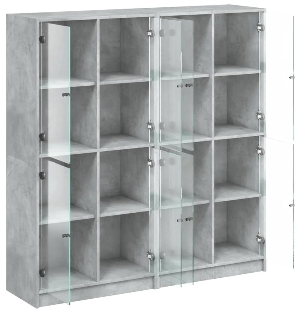 Estante c/ portas 136x37x142 cm derivados madeira cinza cimento