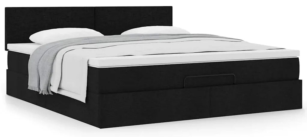 Estrutura de cama otomana com colchão 180x200 cm tecido preto