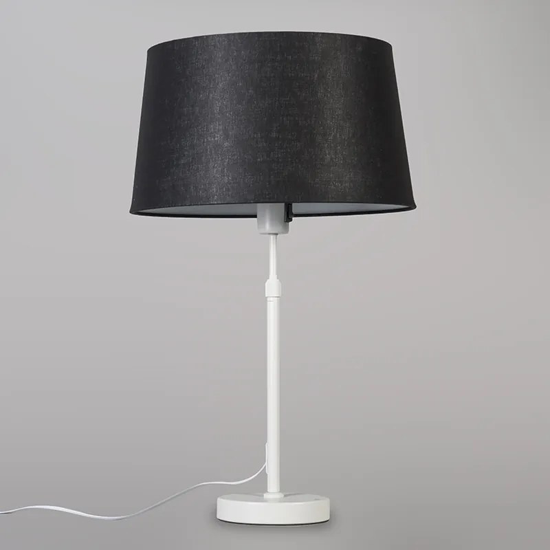 Candeeiro de mesa branco com cúpula preta 35 cm ajustável - Parte Moderno