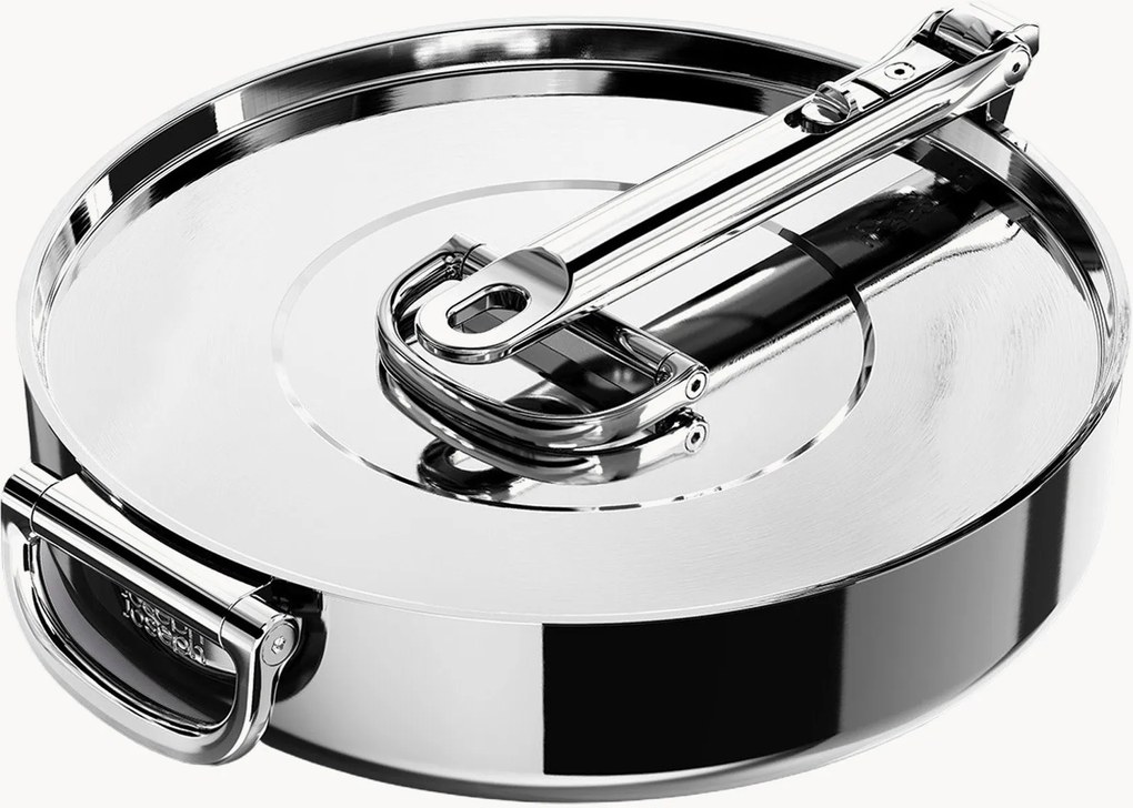 Frigideira em aço inoxidável com pega e tampa dobráveis Space