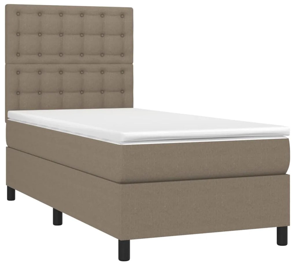 Cama box spring + colchão/LED 90x190cm tecido cinza-acastanhado