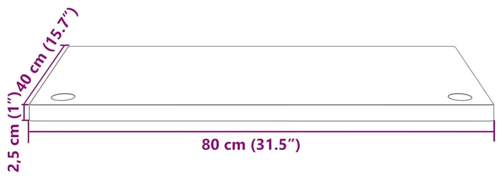 Tampo de secretária 80x40x2,5 cm pinho maciço branco