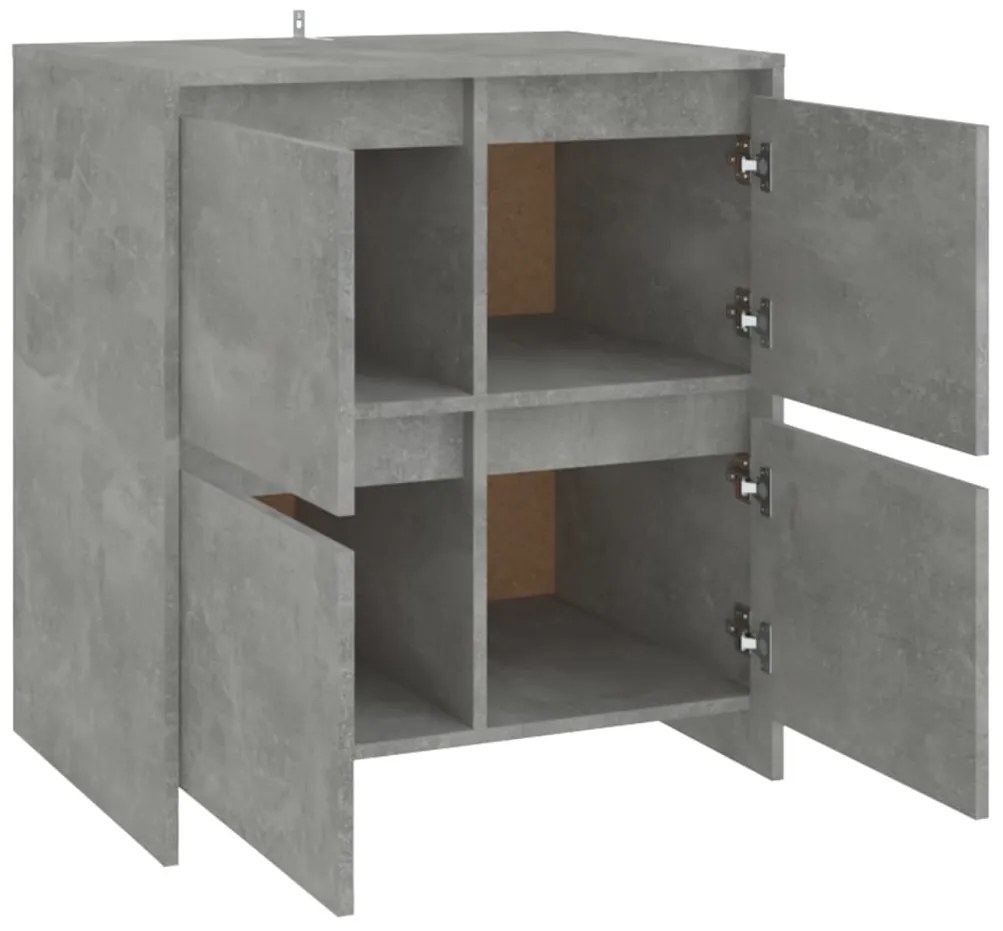 Aparadores 2 pcs 70x41x75 cm aglomerado cinzento cimento