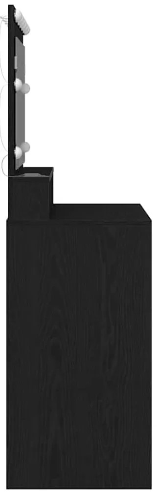 Mesa de Maquiagem vidaXL com Luzes LED Preta Carvalho 100x41x135 cm