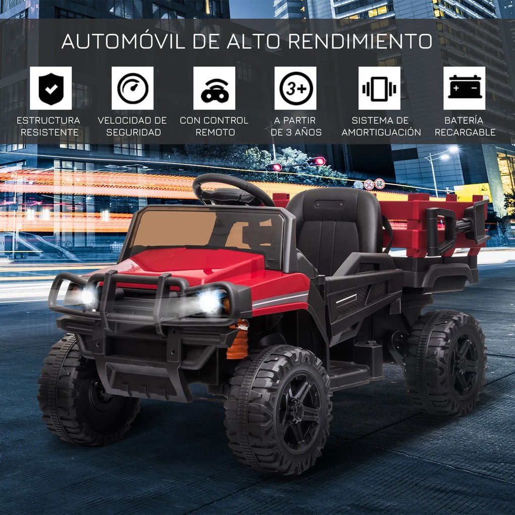 HOMCOM Carro elétrico para crianças acima de 3 anos SUV com 2 motores controle remoto Bateria recarregável de 2,4 GHz 120x67x65 cm Vermelho